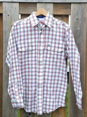 Wrangler George Strait Button Down Shirt Plaid Cowboy Cut Collection Men's M